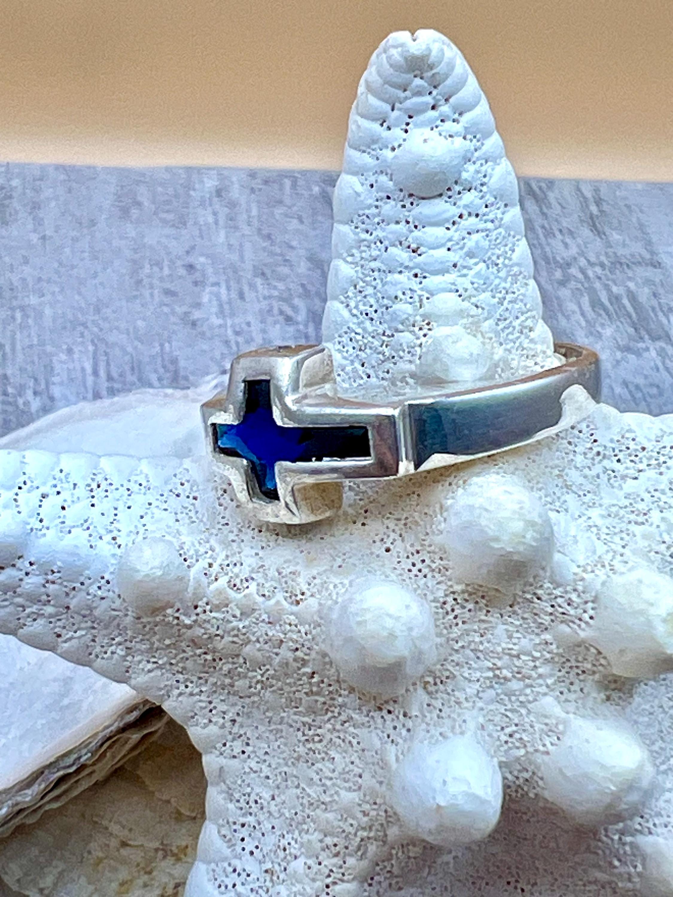 Silver Crystal Cross Ring