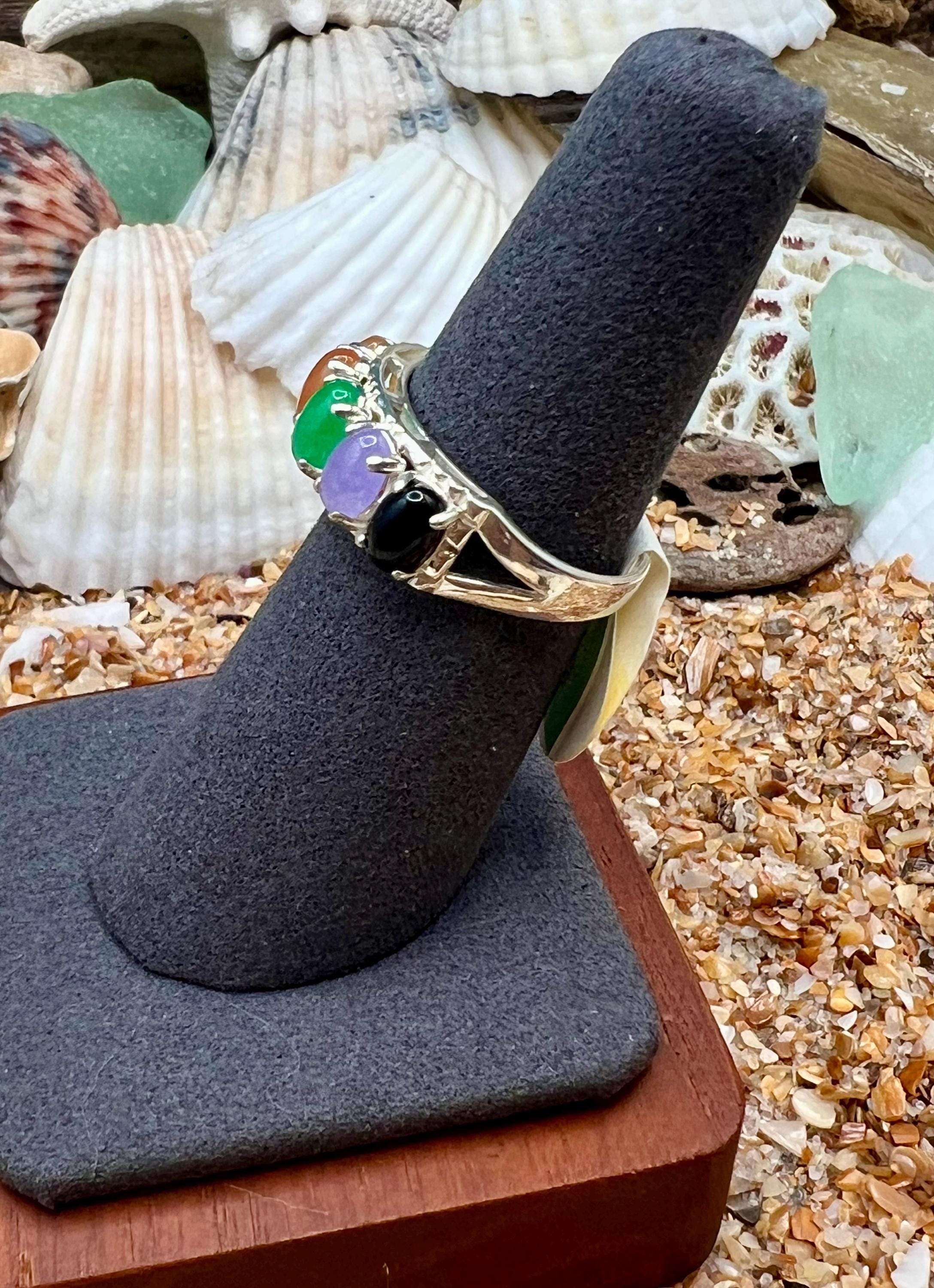 Natural Elegant JADE STONE RINGS - Burmese Jade, Black Onyx, Solid Sterling Silver .925F Top Grade-All New Stock (Copy)