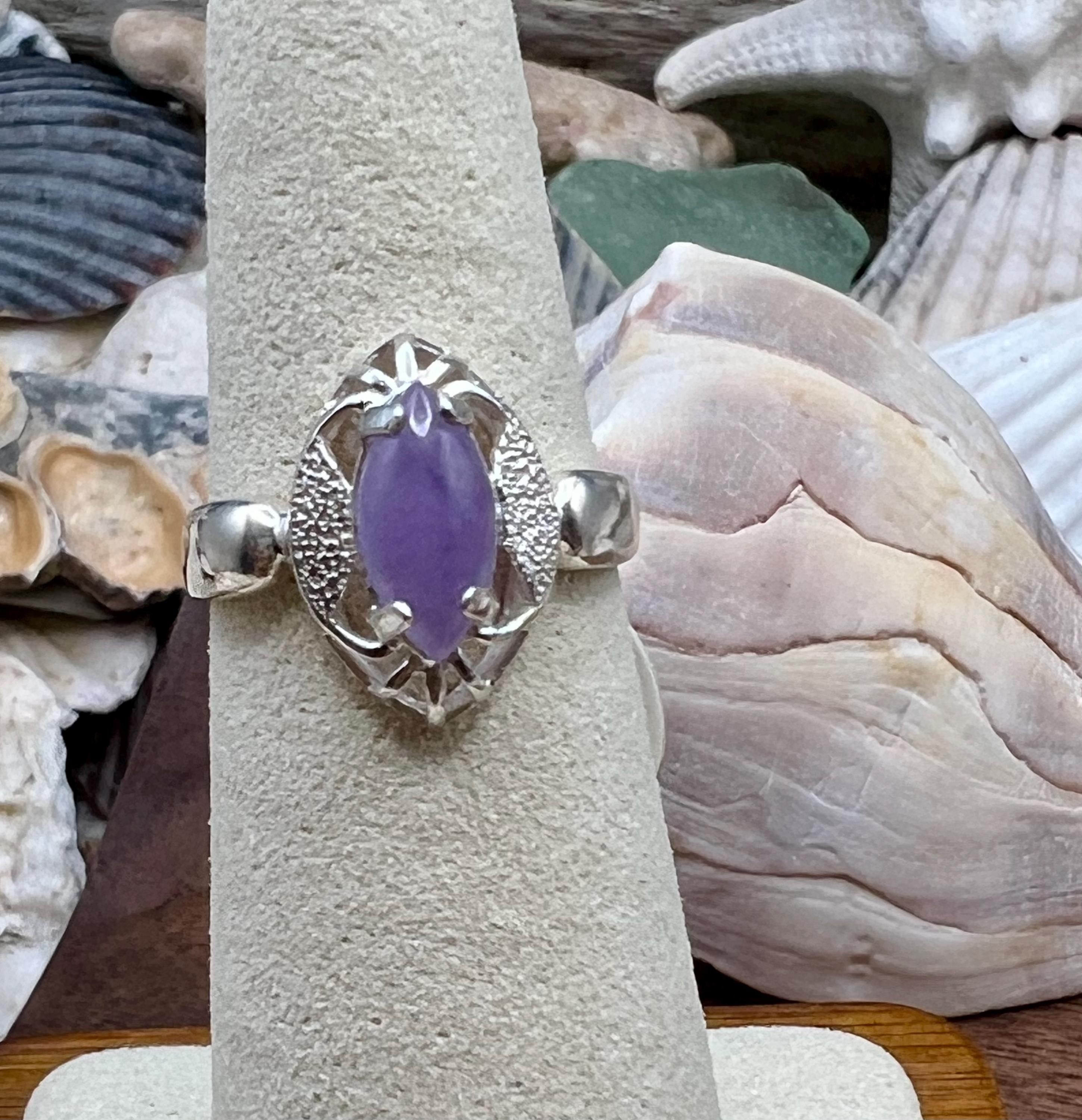 Lavender Jade Marquis Ring