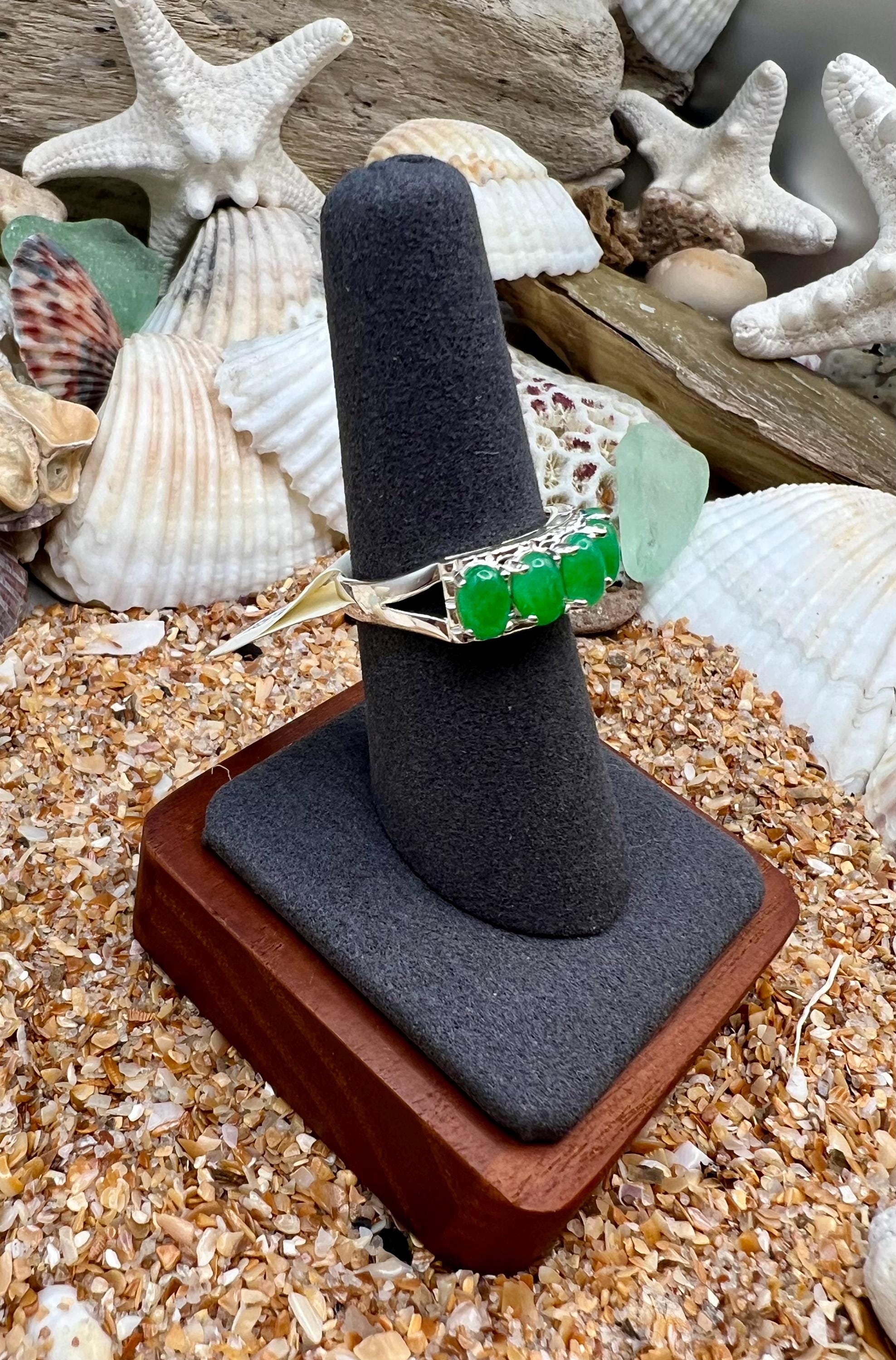 Natural Elegant JADE STONE RINGS - Burmese Jade, Black Onyx, Solid Sterling Silver .925F Top Grade-All New Stock (Copy)