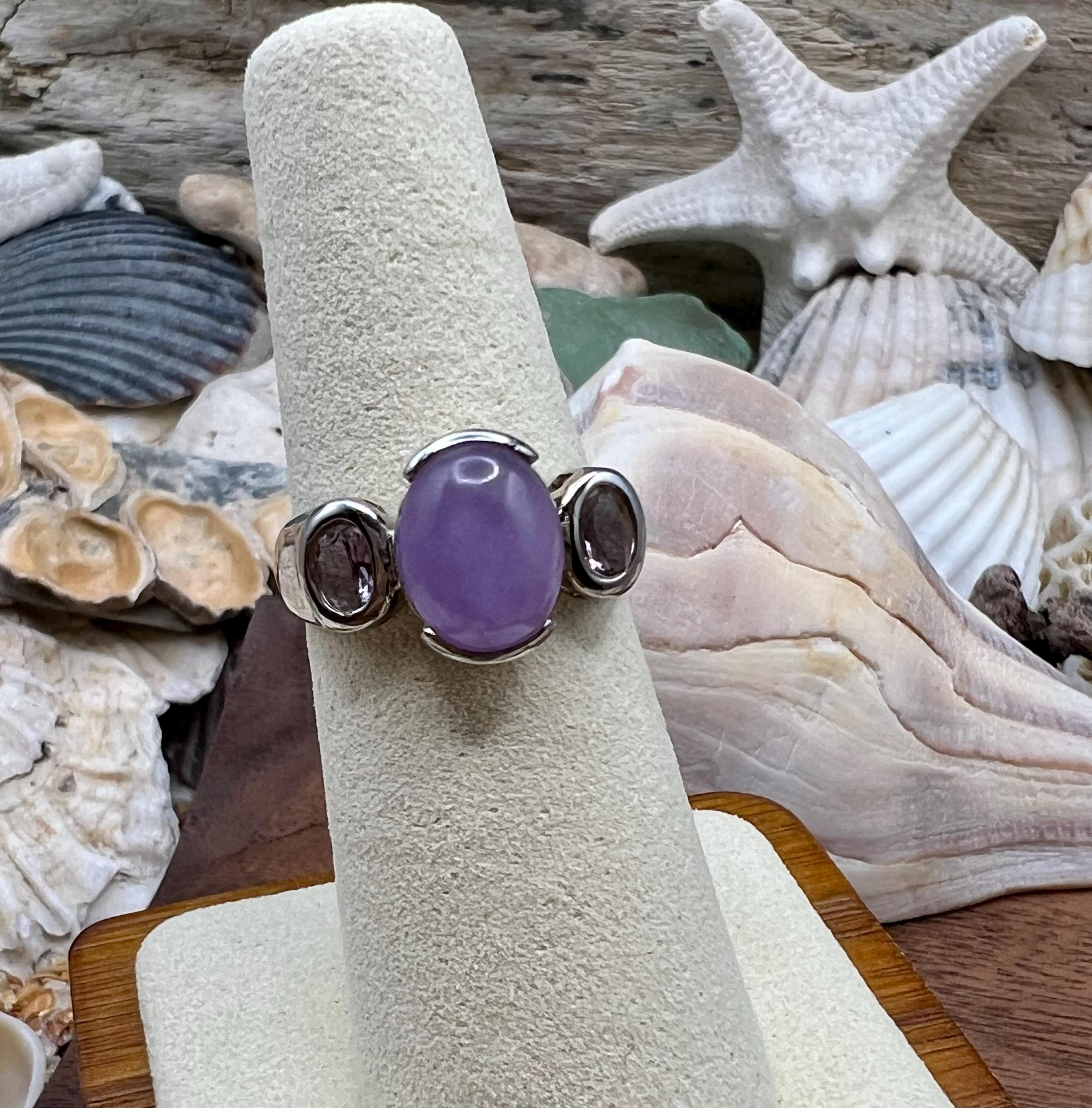 Lavender Jade Three Stone Ring