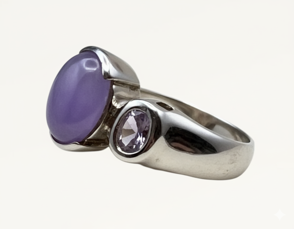Lavender Jade Three Stone Ring