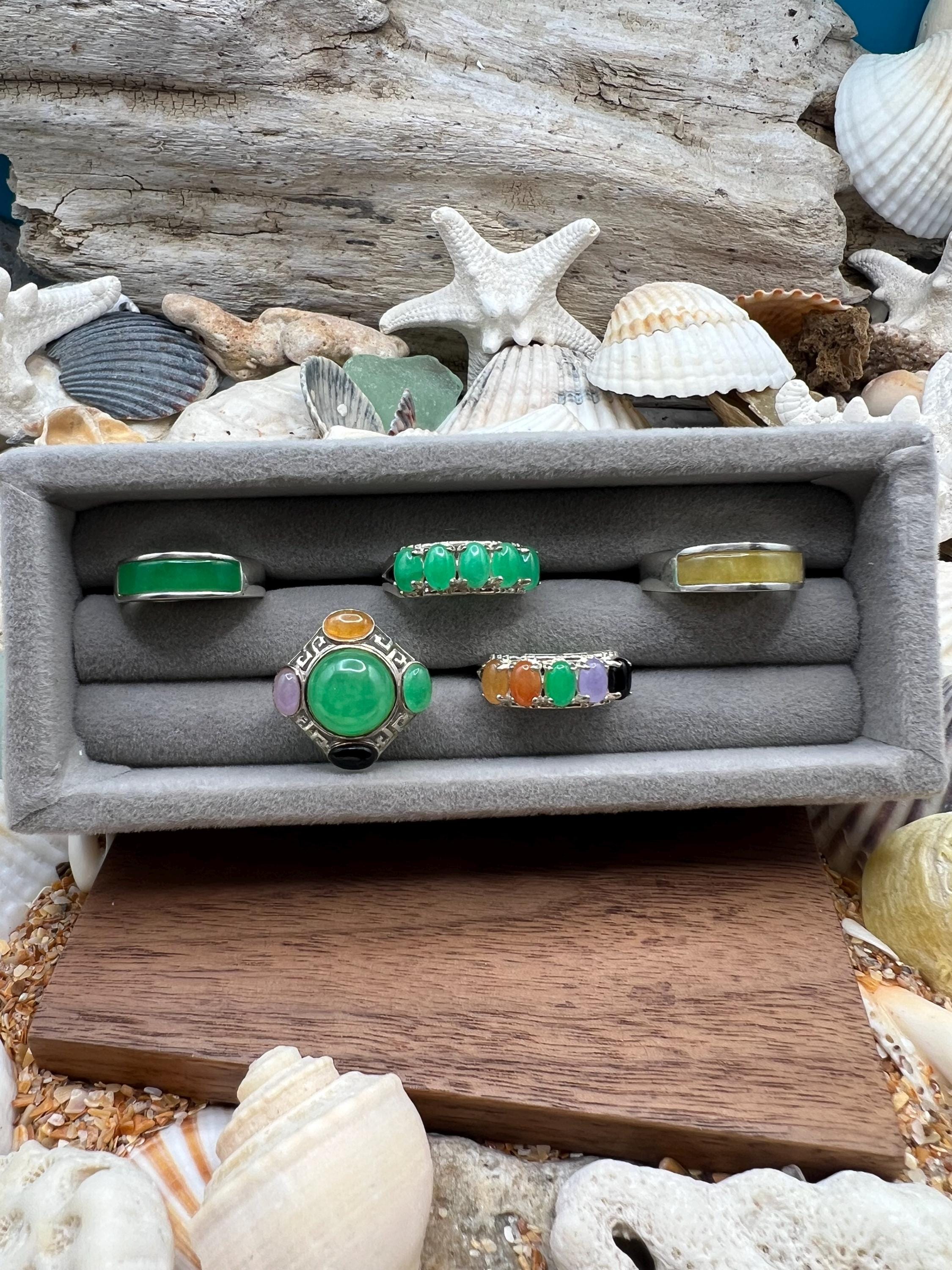 Natural Elegant JADE STONE RINGS - Burmese Jade, Black Onyx, Solid Sterling Silver .925F Top Grade-All New Stock (Copy)